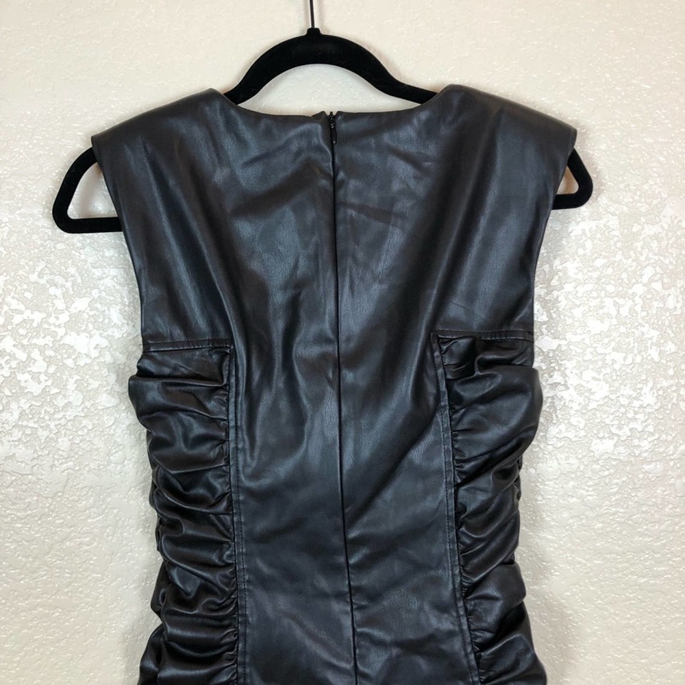 NWOT Zara Blogger Faux Leather Ruched Mini Dress. - Picture 10 of 10